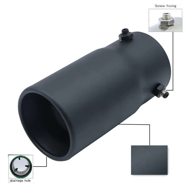 Black 5.66"in Car Rear Exhaust Pipe Tail Muffler Tip Round Accessories Stainless - Foto 12