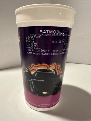 Vintage Taco Bell Batman Batmobile Plastic Cup 1989