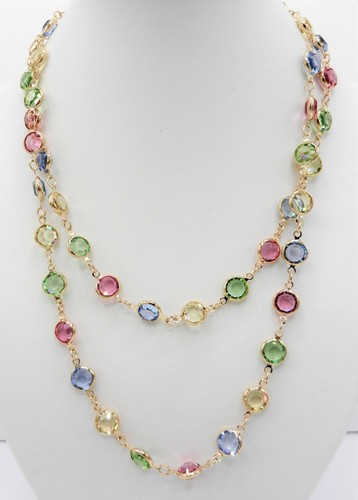 Signed Swarovski Bezel Necklace Pastel 