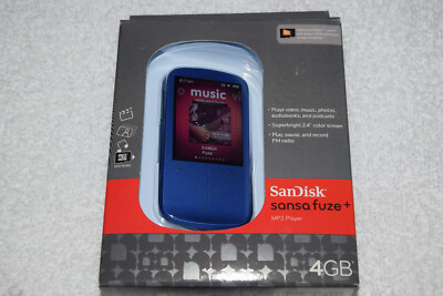 New SanDisk Sansa Fuze+ Blue 4 GB Digital Media MP3 WMA Player