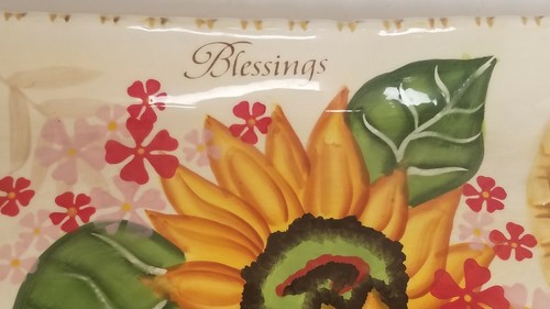Bella Casa by Ganz Sunflower Blessings Serving Tray Trinket Dish Handles - Picture 3 of 7