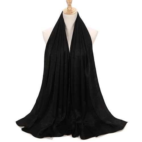 New Shimmer Satin Scarf Shawls Wraps Plain Color Hijab Muslim Scarves Head Wraps - Picture 18 of 31