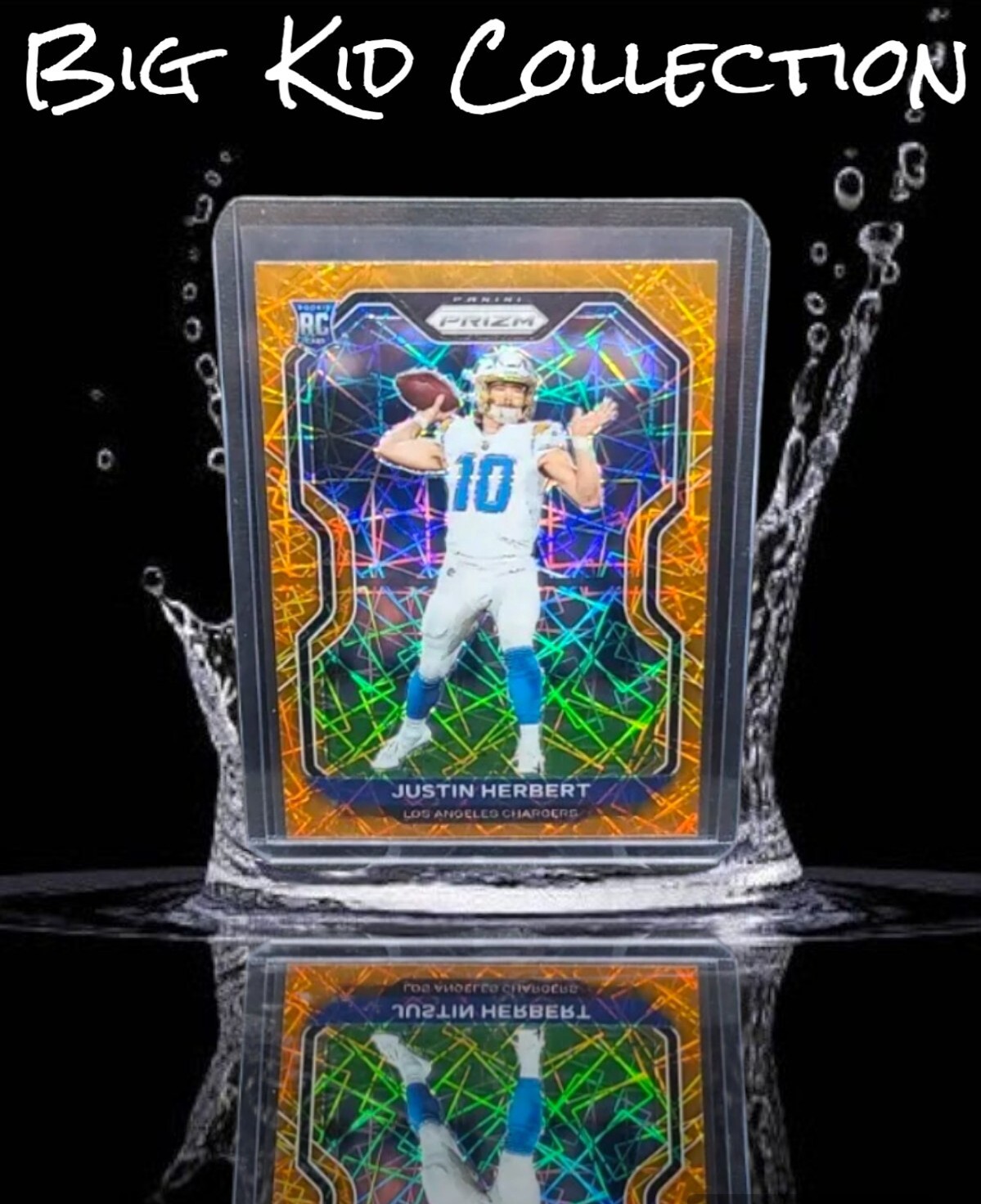2020 Panini Prizm Justin Herbert RC Orange Lazer Prizm #325. Chargers (A)