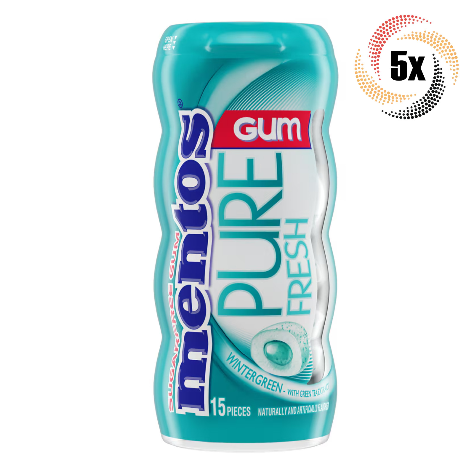 5 бутылочек жевательной резинки Mentos Pure Fresh со вкусом грушанки по 15 штук в каждой 106 унции 3590₽