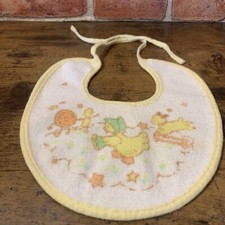 Baby Bib Girl Boy Vintage Carter's John Lennon Yellow Trim Baby Bib Duck Puppy