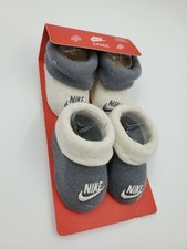 2 Pair Nike Baby Booties, Size 0-6 Months, Gray, Shower Gift, L34