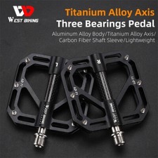 West Biking Bicycle Pedals Titanium Carbon Fiber Axle 3 Bearing Cycling Pedals West Biking Bicycle Pedals Titanium Carbon Fiber Axle 3 Bearing Cycling Pedals