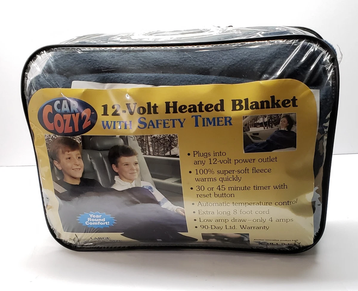 Car Cozy 2 12-Volt Heated Travel Blanket Black 42u0026#034; x 58u0026#034; Fleece  Safety Timer new | eBay