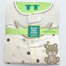 Carters Just One Year SLEEP & PLAY Size 0-3 Mos. Gender Neutral Footed Sleepers