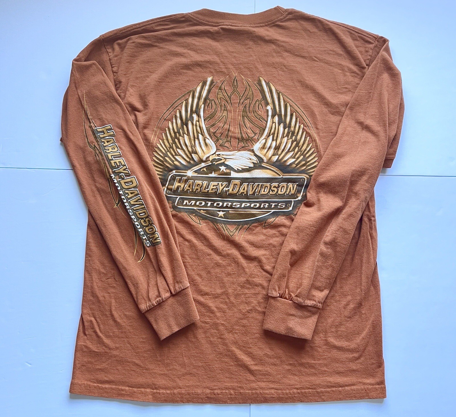 Harley-Davidson Eagle Pattern Long T-shirt, Men's L size cotton white type Vintage Second Hand main image 1