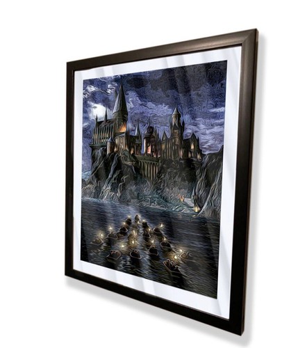 Custom art piece of hogwarts from Harry Potter on black frame - Picture 2 of 3