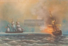 CSS ALABAMA SINKING WHALER VIRGINIA CIVIL WAR NAVAL BATTLE 13X19 PHOTO POSTER