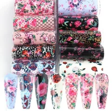 Valentine’s Day Love Rose Flower Nail Transfer Stickers Nail Foil 10pcs NS46