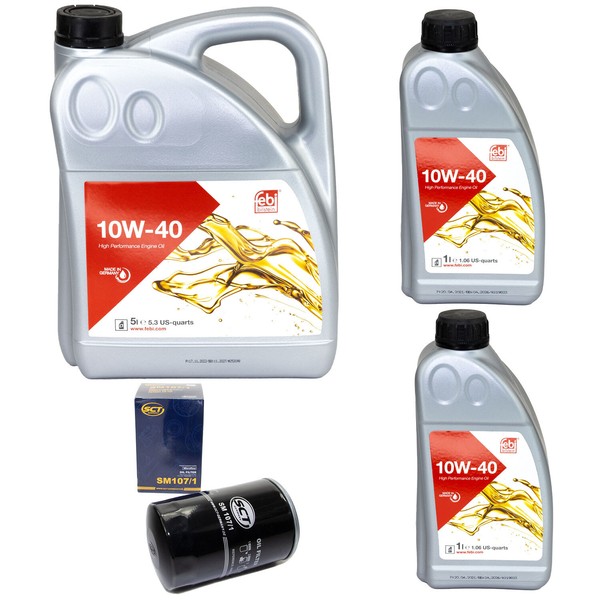 MotoröL Set MotoröL Febi SAE 10W-40 7 Liter + ÖLfilter FüR Mercedes 124 SL Opel-image