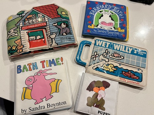 Vintage Johnson & Johnson Soft Vinyl Bath Book 1982 Lot Of 5 Wet Willy Boynton