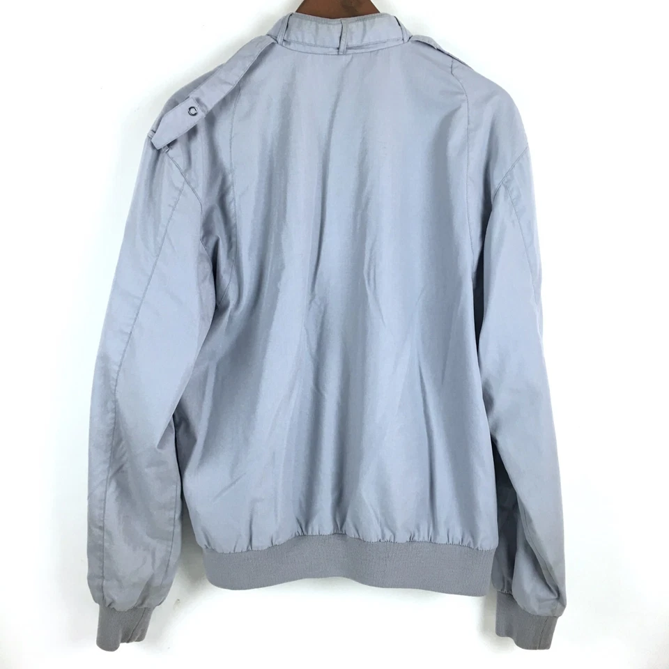 Vintage Trader Bay Mens Jacket Large Gray Zipper Front Racer 80s Retro - Image 2 of 4