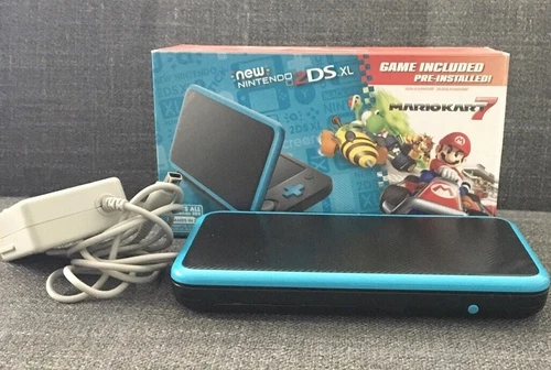 Nintendo 2DS XL Handheld Console with Mario Kart 7 Bundle - Black/Turquoise