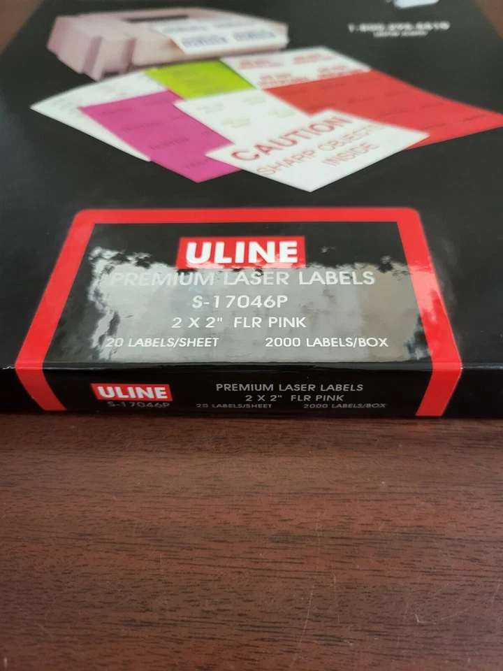2000 ULINE Premium Laser Labels 2x2" Fluorescent PINK S-17046P Open or Damaged B - Image 3 of 3
