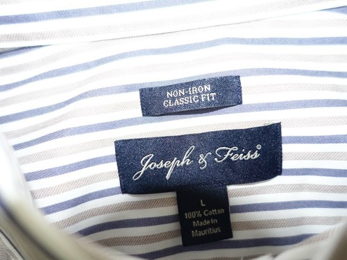 Joseph & Feiss Men's Non Iron Classic Fit Dress Shirt Large Long Sleeves Striped - Picture 4 of 6