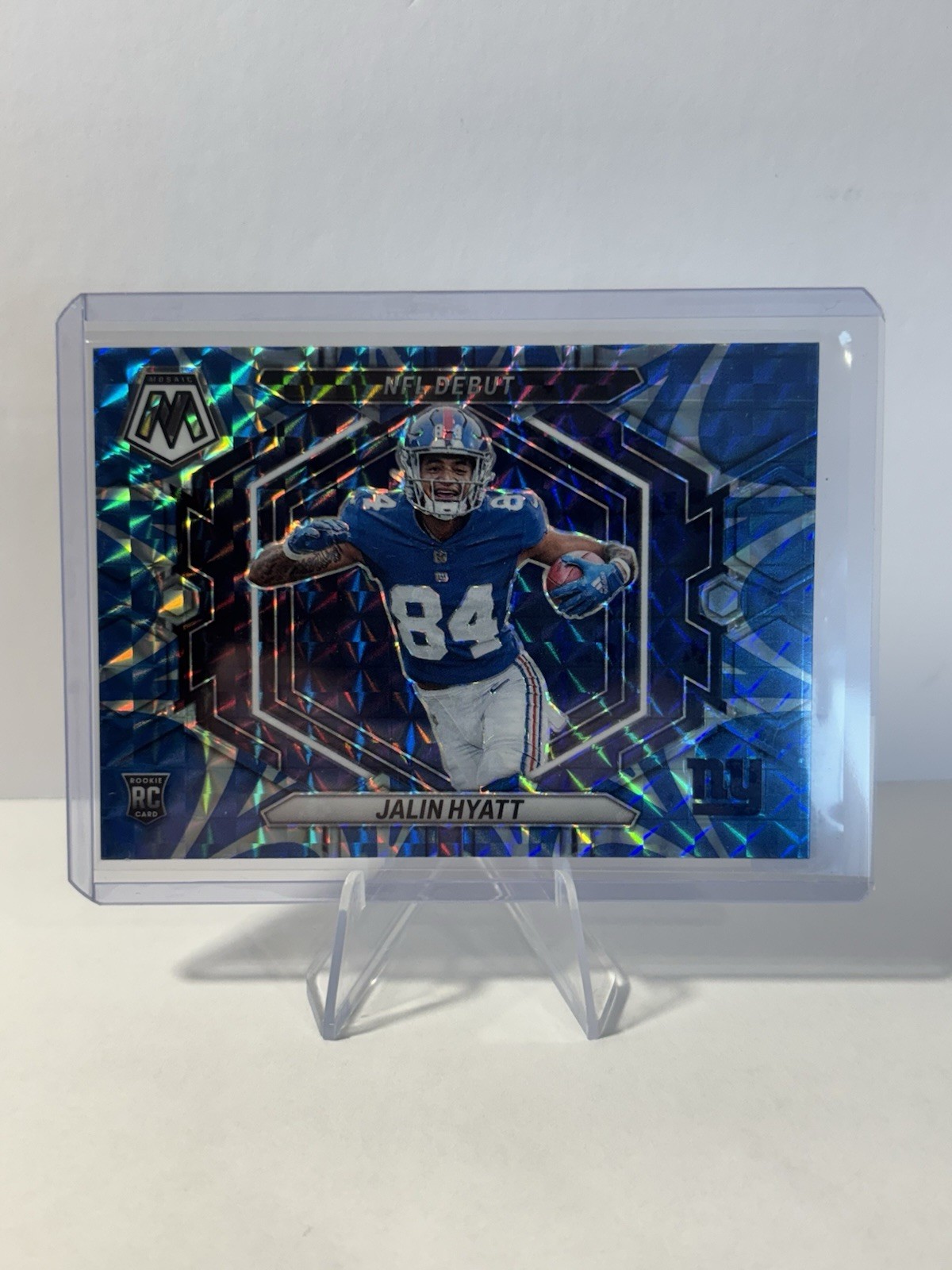 2023 Panini Mosaic - NFL Debut Jalin Hyatt #ND-17 Reactive Blue Mosaic Prizm-RC