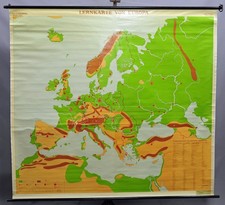 Europe Topographical Knowledge School Map Vintage Wall Chart Mural DIY