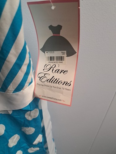 Rare Editions Big Girls Dress 16 Blue And White - Picture 2 of 6