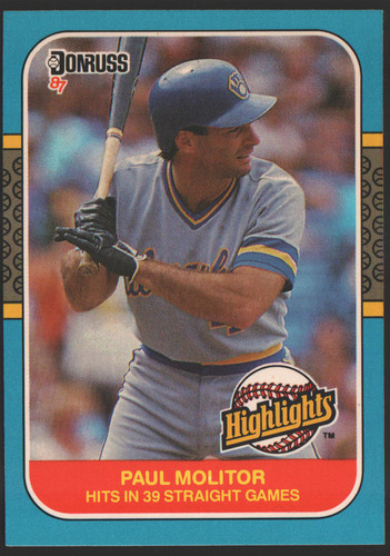 Paul Molitor #29 1987 Donruss Highlights card