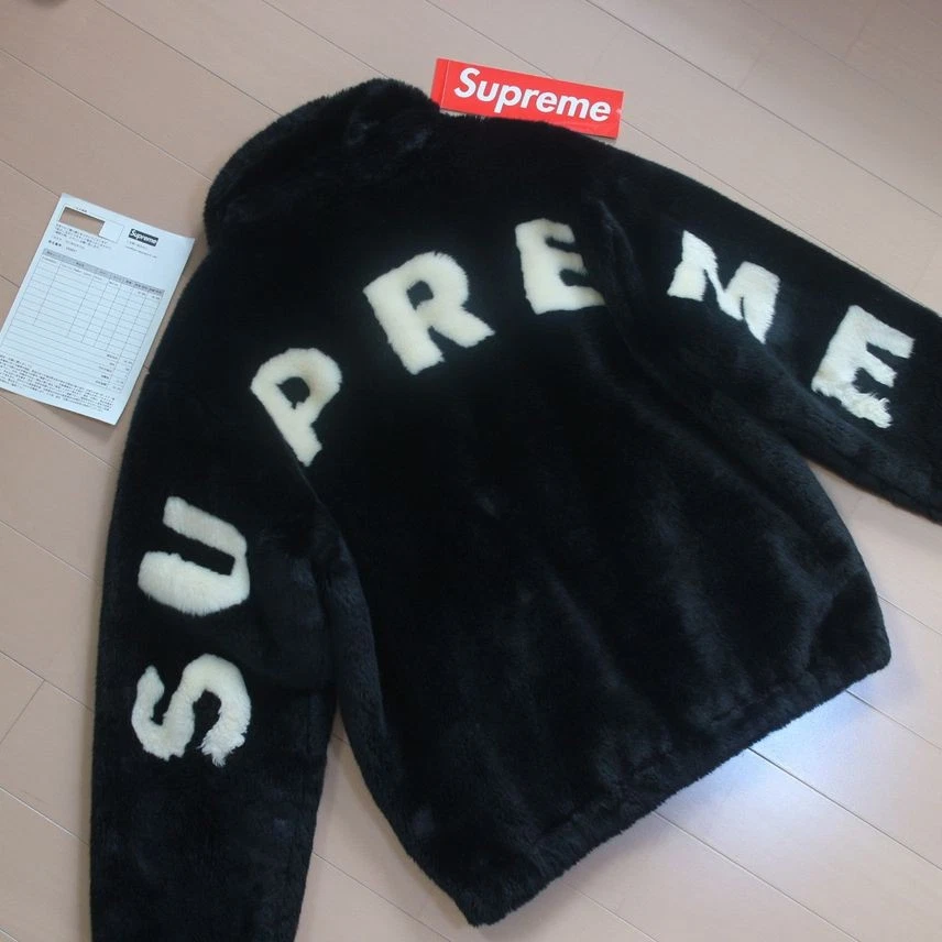 Blouson bomber en fausse fourrure noir Supreme