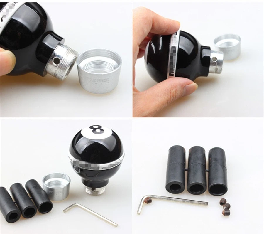 Perilla de cambio de marchas con forma de billar 8 bola de coche de transmisión manual universal + adaptador Foto 4 de 4