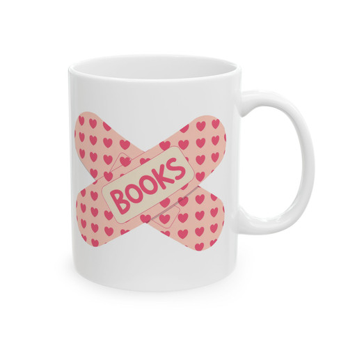 Cute Book Lover Coffee Mug Books Aesthetic Reader Gift Pink Hearts Bookworm Cup