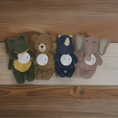 Debi Lilly Linens Aurora Plush Set Of 4 Rhino Bear Alligator Elephant 2022 Tags