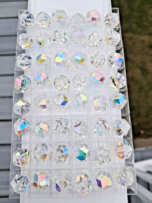 FACTORY BOX, 48 PIECES, SWAROVSKI, ROCKY CUT, CRYSTAL BEADS, 11 MM CAB, #371