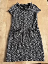 Ann Taylor Petite Small Short Sleeve Sweater Dress Black and White EUC Women's
