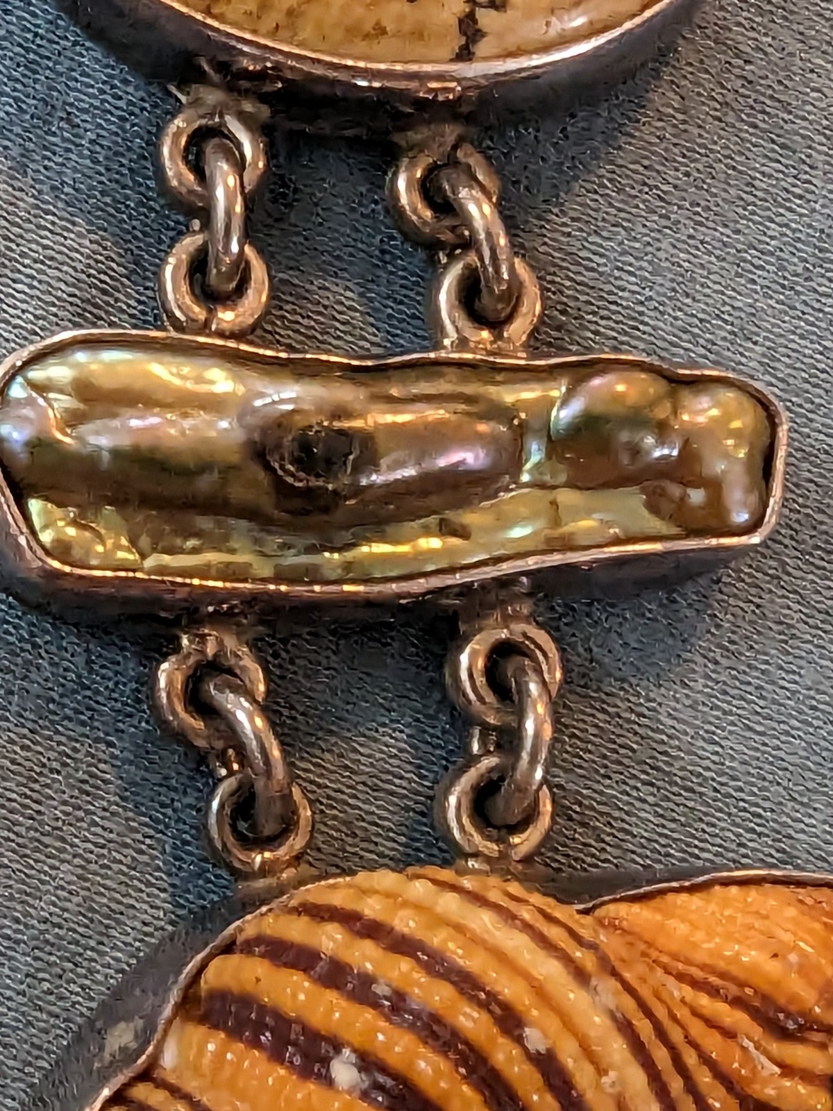 Signed Sterling Silver Shell, Ablone Jasper Stone… - image 14