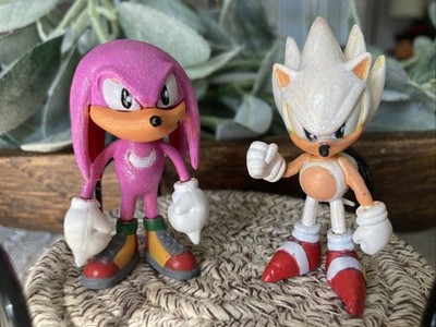 Hyper Sonic & Super Knuckles Custom Hand Painted Jazwares Figurines Lot Of 2