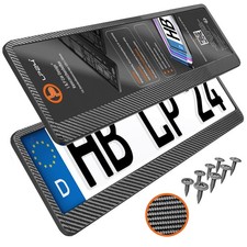 Kennzeichenhalter Nummernschildhalterung Carbon Auto Kfz Kennzeichen Halter 2Stk