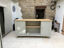 Freestanding Kitchen Island Wood Worktop Shaker Grey with Wine Rack Drawers
