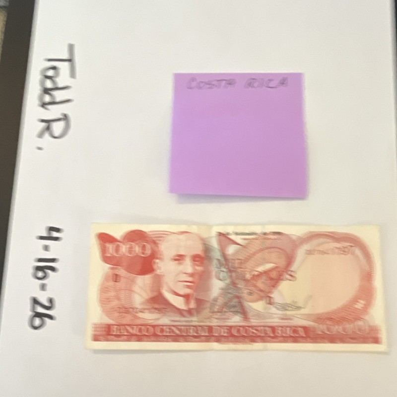 1998 Banco Central de Costa Rica 1000 Colones Banknote Costa Rica