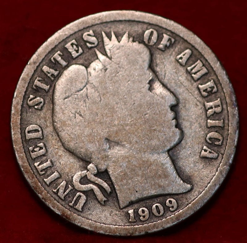 1909 Philadelphia Mint Silver Barber Dime