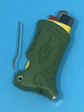 Toker Poker Lighter Sleeve Smoking Tool  MINI BIC Keychain Clip ~ OLIVE GREEN ~