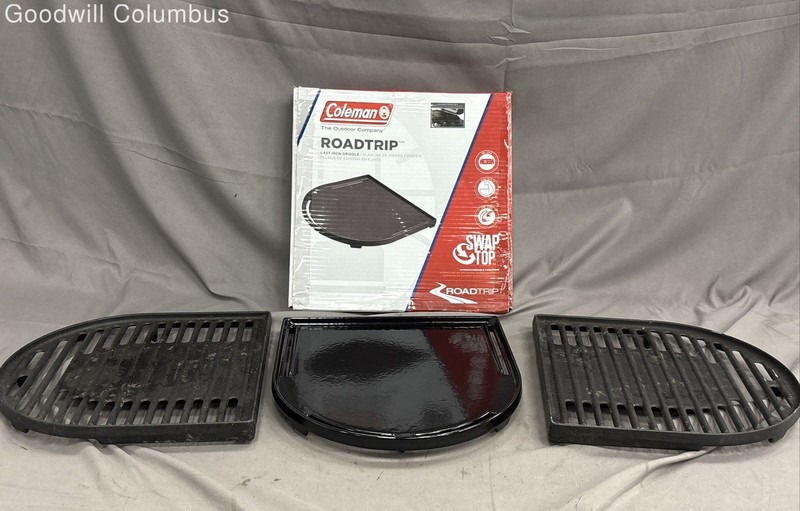 Coleman RoadTrip Swap-Top Cast Iron Grill Grates and Griddle 3 Piece Lot
