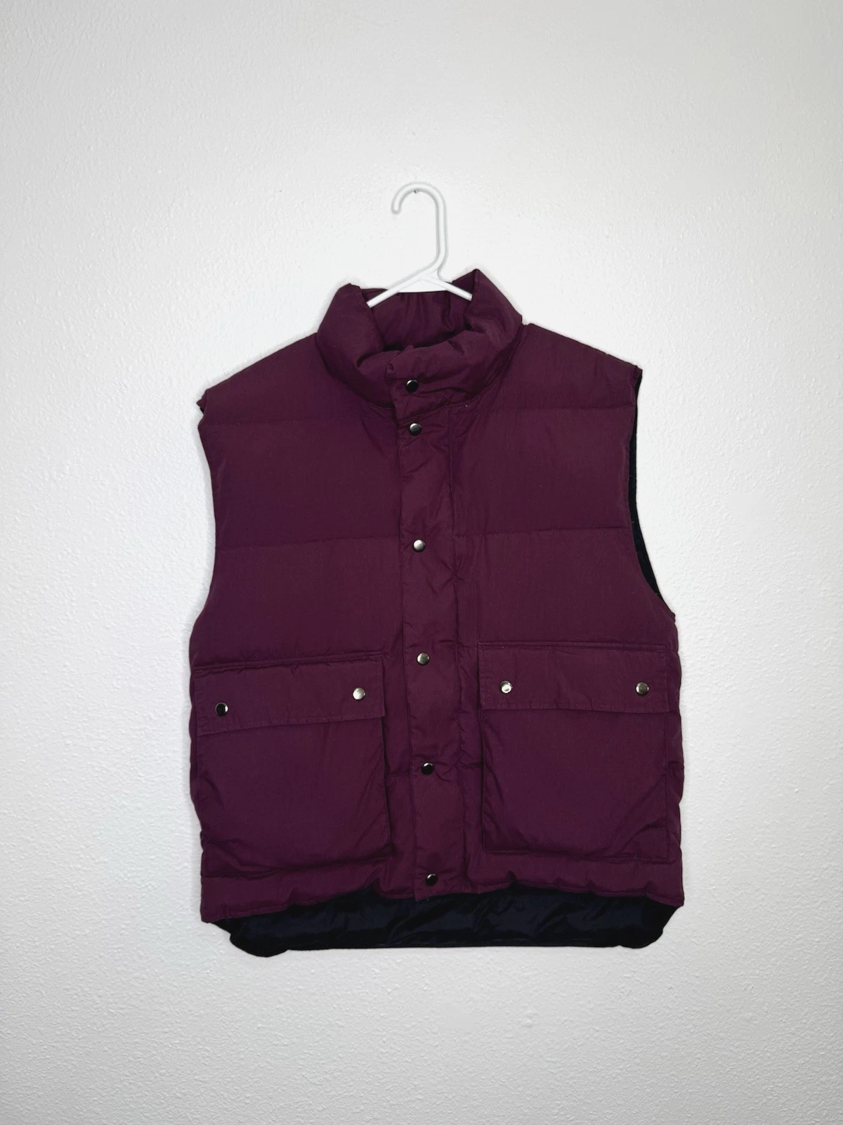 Vintage Woodlake Puffer Vest Goose Down Maroon Outdoor Hiking Winter Men's Sz M