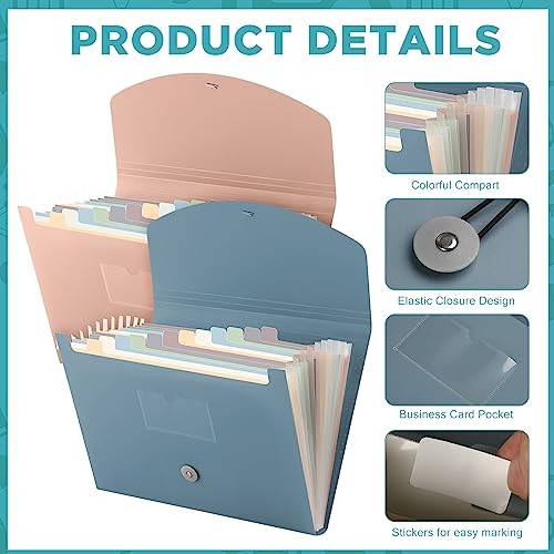 3 Pcs Expanding File Folder 13 Pockets File Organizer with Labels Multi Colors - Picture 4 of 7