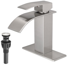 Grifo ba o cascada n quel cepillado monomando 1/3 orificios con desag e y placa