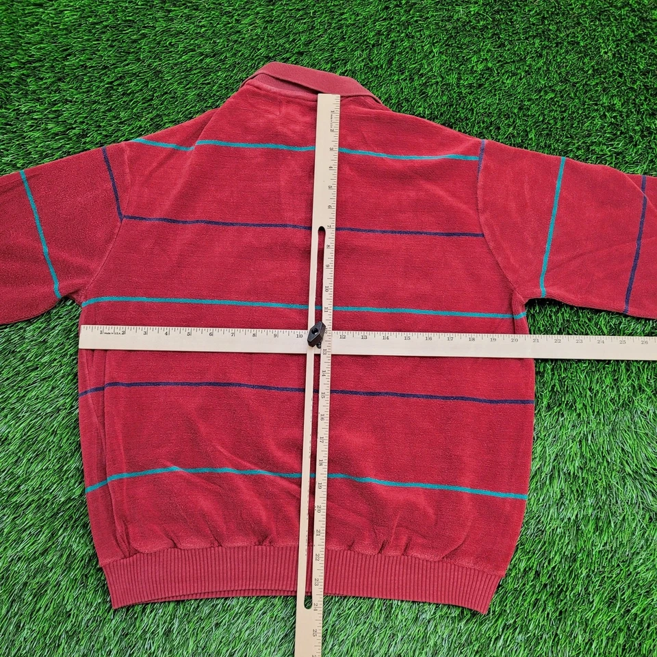 Vintage 90s MOD Stripes Collared Sweater Medium 21x23 Cropped - Image 4 of 4