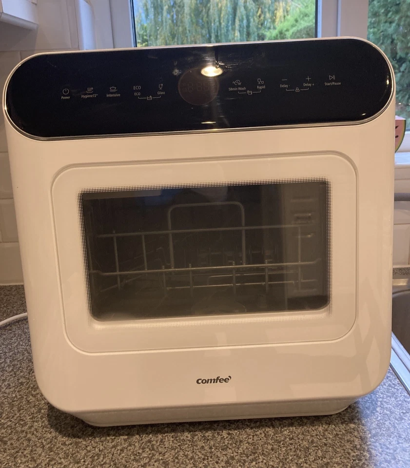 Comfee' Mini Plus Geschirrspüler TD305W kompakte Tischplatte mit 3 Gedecken weiß