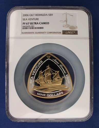 2006 Bermuda 5oz Silver Proof $9 coin "Sea Venture" NGC PF67 with Case & COA