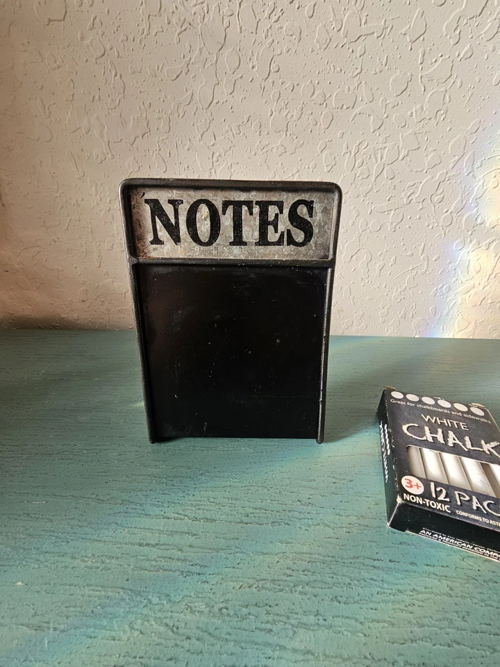 Vintage Galvanized FreeStanding Small Chalkboard, "Notes", W/Box Of White... - Image 3 of 4