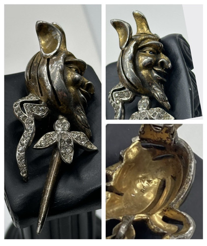 PIN BROCHE CLIP PIEL MEFISTÓFELES VINTAGE FIRMADO REJA FAUST DEVIL RARO - Imagen 1 de 19