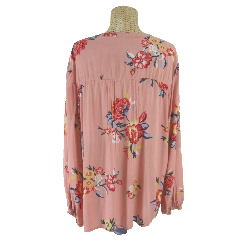 Túnica túnica plisada LS estampado floral rosa coral XL sin marca para mujer Foto 2 de 4